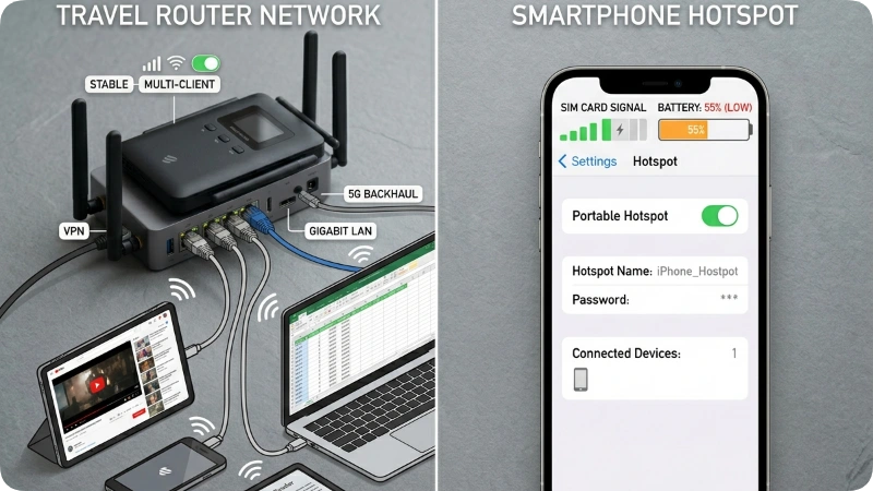 Travel Router vs. Mobile Hotspot